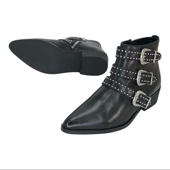 Aqua Blane Black Leather Womens Ankle Boots Size 7.5M - Picture 12 of 12